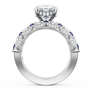 Oval Solitaire Engagement Ring w/ North South Marquise & Pear Band