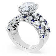 Oval Solitaire Engagement Ring w/ North South Marquise & Pear Band