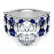 Oval Solitaire Engagement Ring w/ North South Marquise & Pear Band