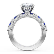 Oval Solitaire Engagement Ring w/ North South Marquise & Pear Band