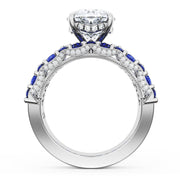 Oval Solitaire Engagement Ring w/ North South Marquise & Pear Band