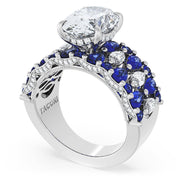 Oval Solitaire Engagement Ring w/ North South Marquise & Pear Band