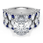 Pear Solitaire Engagement Ring w/ North South Marquise & Pear Band
