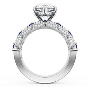 Pear Solitaire Engagement Ring w/ North South Marquise & Pear Band