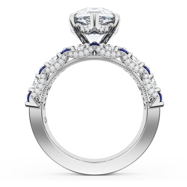 Pear Solitaire Engagement Ring w/ North South Marquise & Pear Band