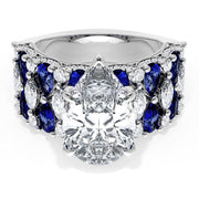 Pear Solitaire Engagement Ring w/ North South Marquise & Pear Band