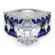 Pear Solitaire Engagement Ring w/ North South Marquise & Pear Band
