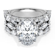 Oval Solitaire Engagement Ring w/ Marquise & Pear Band