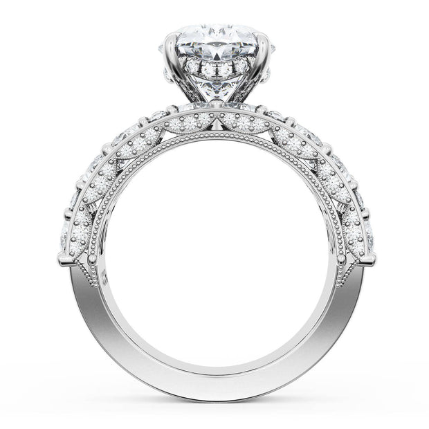 Oval Solitaire Engagement Ring w/ Marquise & Pear Band
