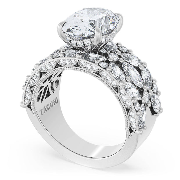 Oval Solitaire Engagement Ring w/ Marquise & Pear Band
