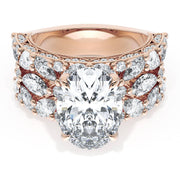 Oval Solitaire Engagement Ring w/ Marquise & Pear Band