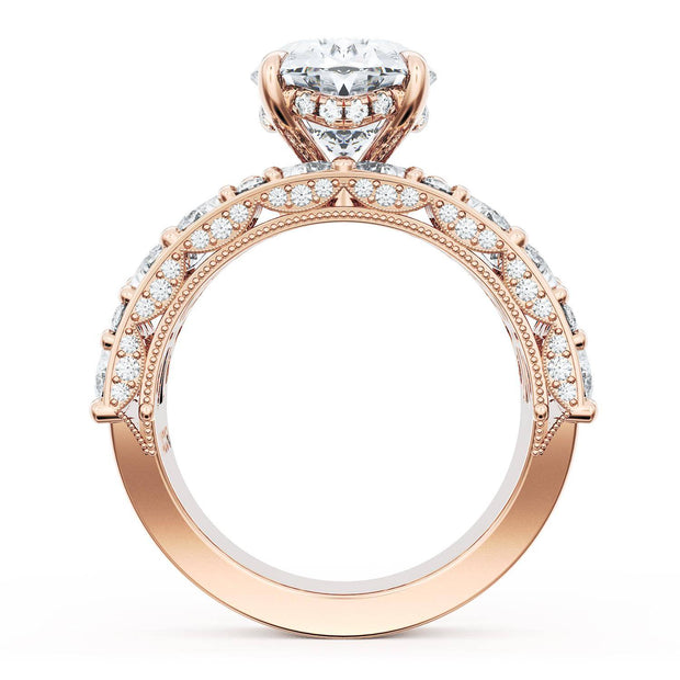 Oval Solitaire Engagement Ring w/ Marquise & Pear Band
