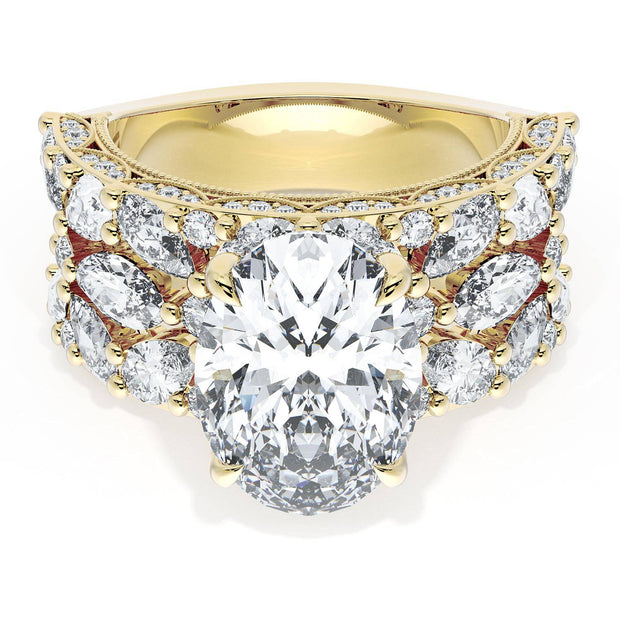 Oval Solitaire Engagement Ring w/ Marquise & Pear Band