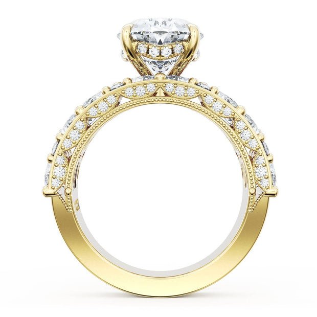 Oval Solitaire Engagement Ring w/ Marquise & Pear Band