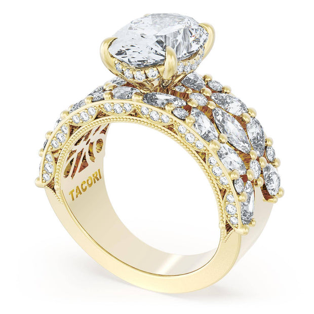 Oval Solitaire Engagement Ring w/ Marquise & Pear Band