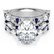 Oval Solitaire Engagement Ring w/ Marquise & Pear Band