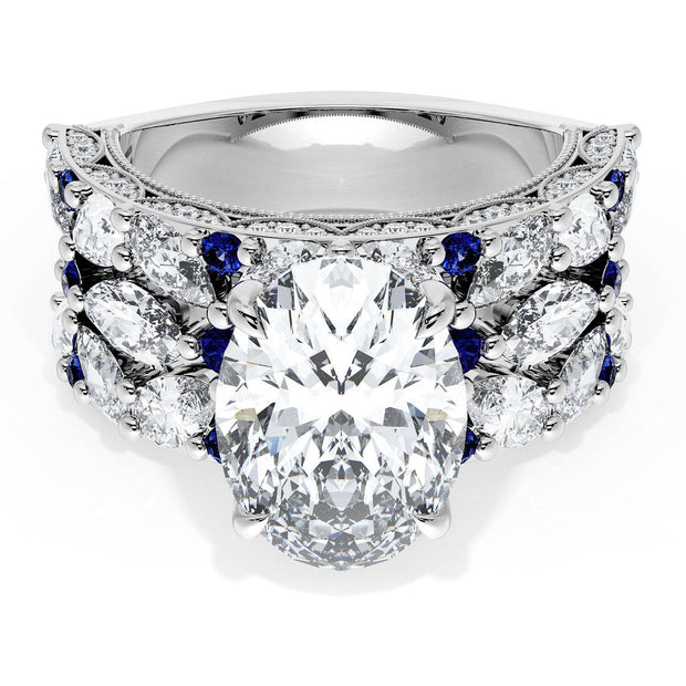Oval Solitaire Engagement Ring w/ Marquise & Pear Band
