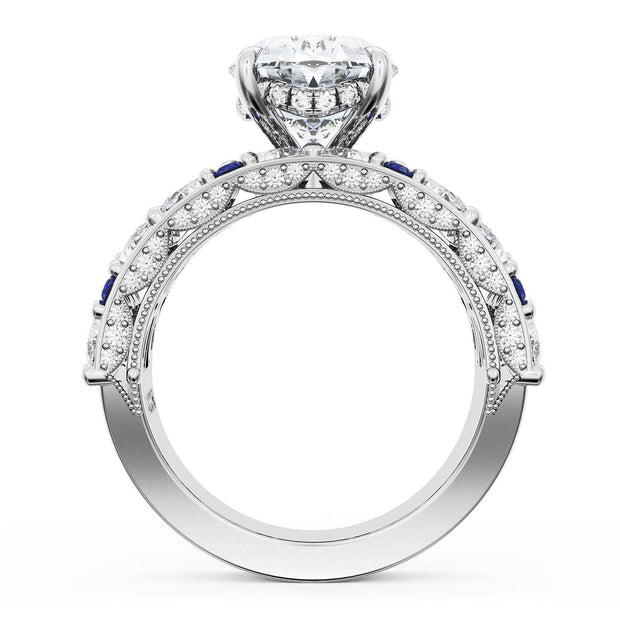 Oval Solitaire Engagement Ring w/ Marquise & Pear Band