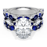Oval Solitaire Engagement Ring w/ Marquise & Pear Band