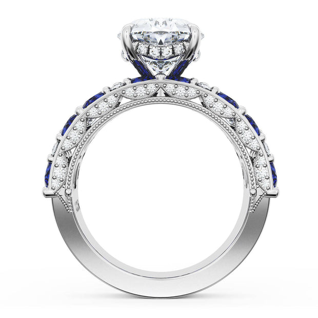 Oval Solitaire Engagement Ring w/ Marquise & Pear Band