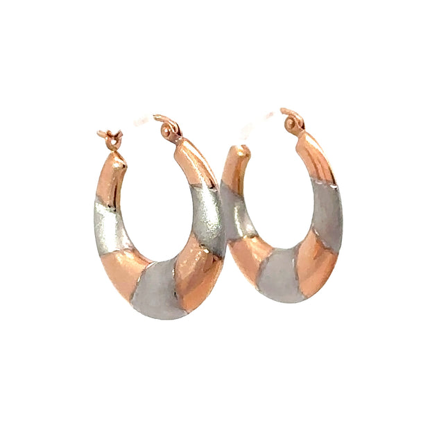 Two-Tone Gold Puffed Hoop Earrings