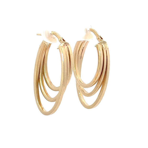Three Tier Oval Hoop Earrings