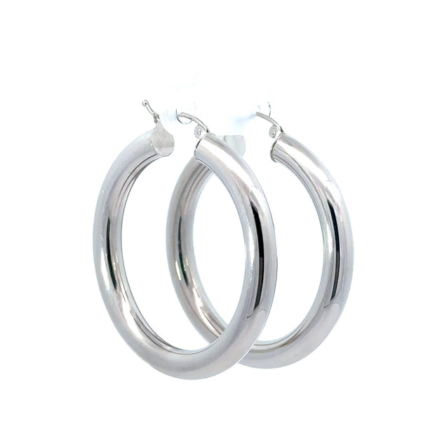 Large White Gold Hoop Earrings