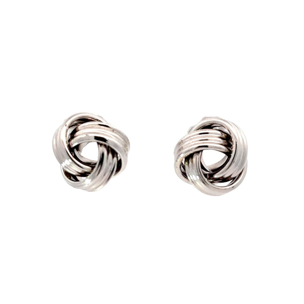 White Gold Knotted Stud Earrings