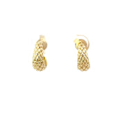 Small Textured Yellow Gold Hoop Earrings