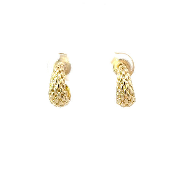 Small Textured Yellow Gold Hoop Earrings