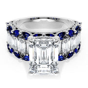 Emerald Solitaire Engagement Ring w/ Emerald & Pear Band