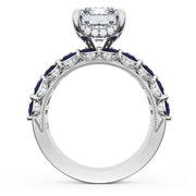 Emerald Solitaire Engagement Ring w/ Emerald & Pear Band