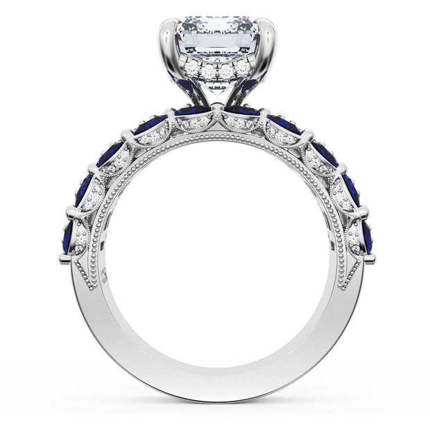 Emerald Solitaire Engagement Ring w/ Emerald & Pear Band