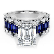 Emerald Solitaire Engagement Ring w/ Emerald & Pear Band