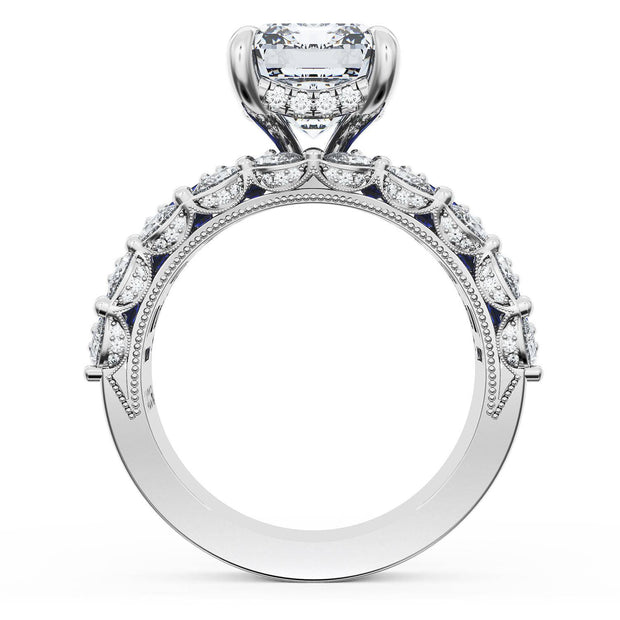 Emerald Solitaire Engagement Ring w/ Emerald & Pear Band