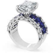 Emerald Solitaire Engagement Ring w/ Emerald & Pear Band