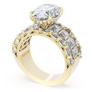 Oval Solitaire Engagement Ring w/ Emerald & Pear Band