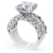 Princess Solitaire Engagement Ring w/ Emerald & Pear Band