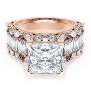 Princess Solitaire Engagement Ring w/ Emerald & Pear Band