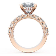 Princess Solitaire Engagement Ring w/ Emerald & Pear Band
