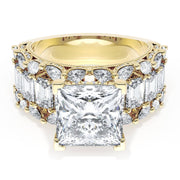 Princess Solitaire Engagement Ring w/ Emerald & Pear Band