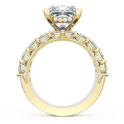 Princess Solitaire Engagement Ring w/ Emerald & Pear Band