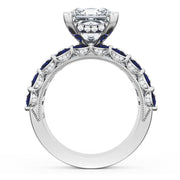 Princess Solitaire Engagement Ring w/ Emerald & Pear Band