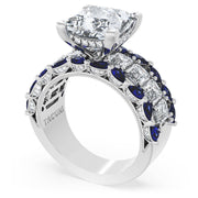 Princess Solitaire Engagement Ring w/ Emerald & Pear Band