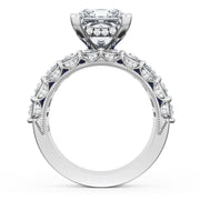Princess Solitaire Engagement Ring w/ Emerald & Pear Band