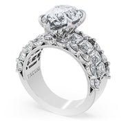Pear Solitaire Engagement Ring w/ Emerald & Pear Band