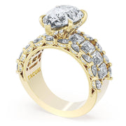 Pear Solitaire Engagement Ring w/ Emerald & Pear Band