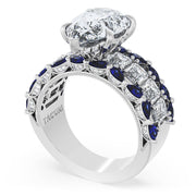 Pear Solitaire Engagement Ring w/ Emerald & Pear Band
