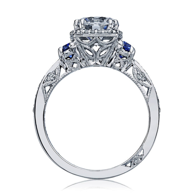 Round with Cushion Bloom 3-Stone Engagement Ring