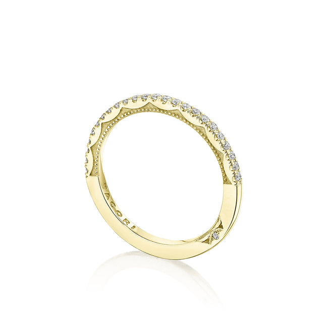 Sculpted Crescent String of Diamonds Half-Eternity Band